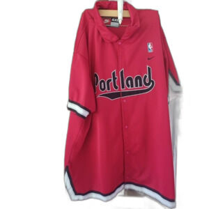 Nike NBA Portland Trail Blazers Button Up Shirt 4XL Mens Red jersey